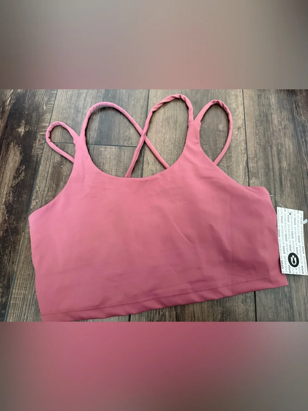 OTOS Activewear Sports Bra Dusty Rose Criss Cross Back Size L NWT